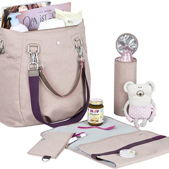 LASSIG Handbags - LASSIG 3 IN 1 PINK PURPLE MIX'N MATCH DIAPER BAG KIT  CHANGING MAT & POUCH - OS